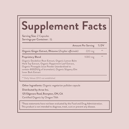 Arrae Fast-Acting Bloating Relief Digestive Enzymes, All Natural Bloat, Gas & Indigestion Relief Capsules (30 Count)
