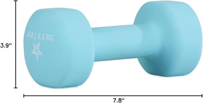 Yes4All Neoprene Coated Dumbbell Hand Weight Sets of 2 - Multiple Weight Options with 15 Colors, Anti-roll, Anti-Slip, Hexagon Shape