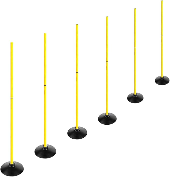 TNZMART 4.9FT Training Agility Poles Set Detachable Soccer Training Sticks Slalom Poles with 10 Disc Cones and Speed Ladder