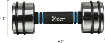 Northdeer Steel Dumbbells Ultracompact & Adjustable Chrome Dumbbell with Foam Handles 5lb 10lb 15lb 20lb 30lb 50lb Home Gym Workout (Choice of Size)
