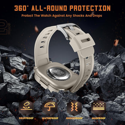 3-in-1 Waterproof Apple Watch Case with Band (44mm) – Full Coverage Bumper with Built-in Screen Protector