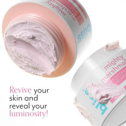 Bliss Mighty Marshmallow + Vitamin C Whipped Face Mask for Brightening & Hydrating Skin, Marshmallow Root Extract, Vegan Cruelty-Free Facial Treatment, 1.7 Oz