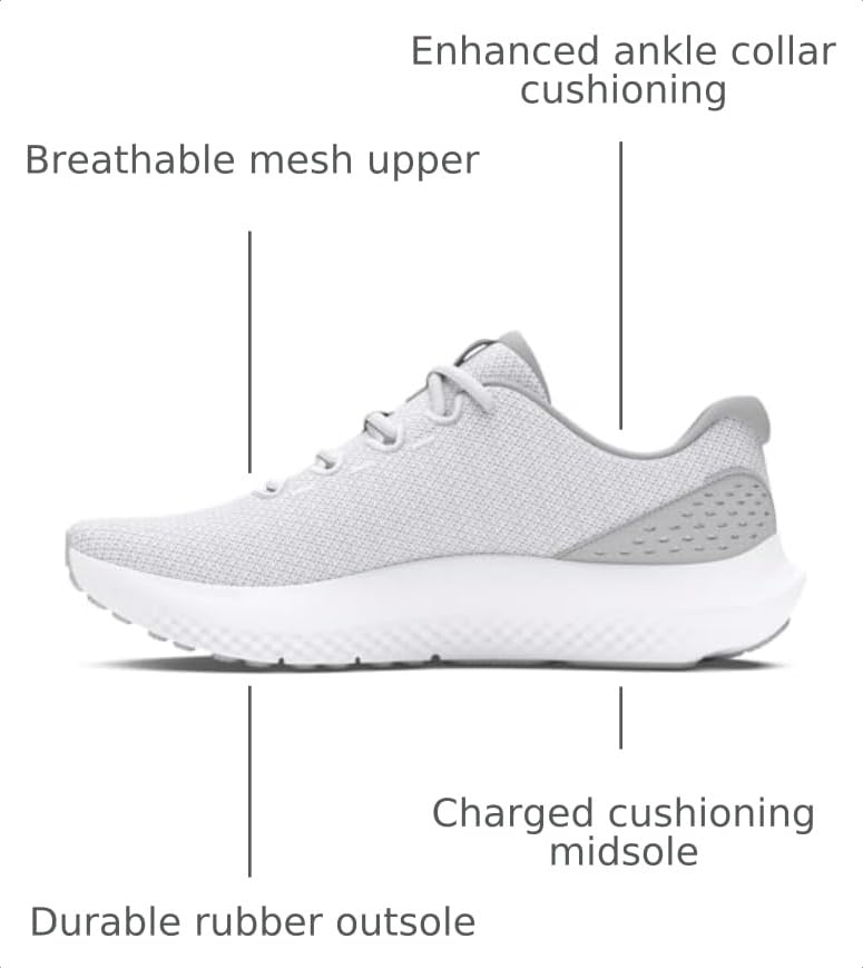 Under Armour Men's Charged Surge 4, (100) White/Halo Gray/Black, 13, US