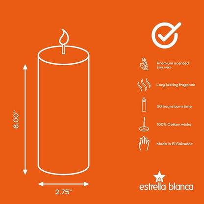 Peach Scented Light Orange Pillar Candles, 3x6 Inch Set of 3, Long Lasting Fall Candles for Home Decor, Thanksgiving Autumn Gifts for Women Men, Halloween, Holiday