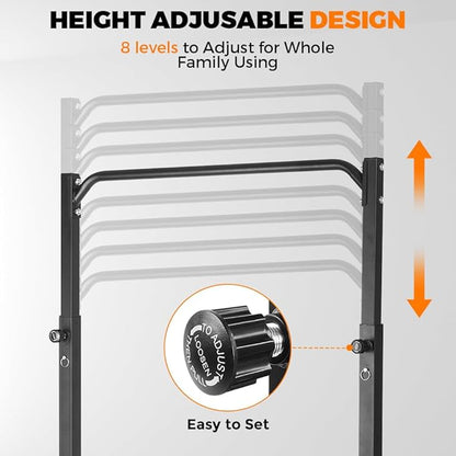 Pull Up Station, Power Tower Adjustable Pullup Bar Free Standing, Heavy Duty Multifunction Strength Training Pull Up Bar, Gym Workout Fitness Equipment Chin up Bar for Home Outdoor, 440LBS Capacity