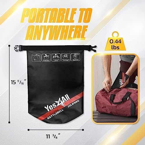 Yes4All Kettlebell, Heavy Duty Powder Coated Cast Iron Kettlebells, Non-Slip Handle & Flat Bottom for Conditioning, Strength Training & Full Body Exercises at Home Gym - Single & Pair