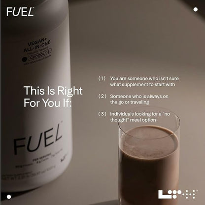 LTH Fuel Vegan & All-in-One - Trusted by Life Time Fitness Members - 30g Protein - Plant-Based Protein Meal Replacement - Vitamins, Minerals, Digestive Enzymes & Probiotics - Chocolate, 20 Servings