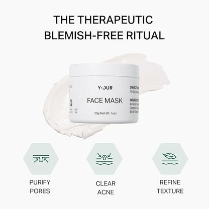Y?™OUR Purifying Detox Face Mask: Blackhead, Whitehead & Pore Remover; Anti-Acne & Pimple Care; Cleansing & Exfoliating for Hydrating & Glowing Skin; With Salicylic Acid & Bentonite Clay. Made in USA