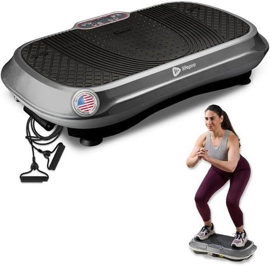 Lifepro Waver Vibration Plate Exercise Machine for Lymphatic Drainage, Muscle Activation, Full-Body Workout Vibrating Platform with Loop Bands, Fitness Equipment for Strength Toning & Fat Loss