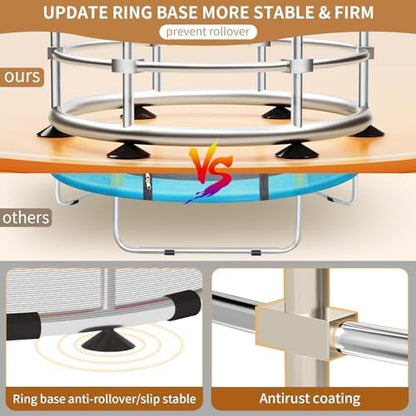 Trampoline for Kids, Adjustable Baby Toddler Trampoline with Basketball Hoop, Round Bottom Indoor Outdoor Toddler with Enclosure