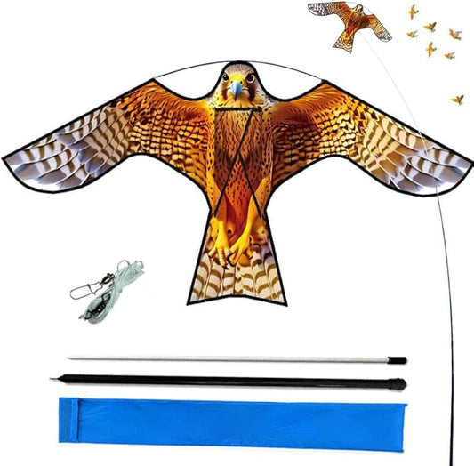 HENGDA KITE Bird Hawk Flying Kite with Pole Crops Farm Protector Bird Scarer Flying Kite with 4m