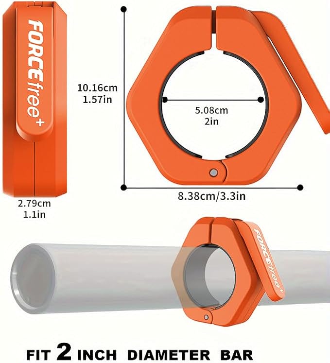 Barbell Clips (Pair), Barbell Clamps, Quick Release Olympic Barbell Clamps with Anti Slip TPR Grip, Barbell Collars for Secure Weightlifting & Powerlifting (Black) (NO MAG, Black)