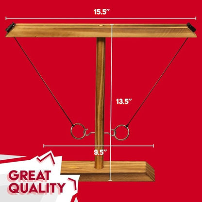 Premium Wooden Swing Ring Hook Game Set with Shot Glasses – Indoor/Outdoor Fun for Adults, Kids, and Family Parties