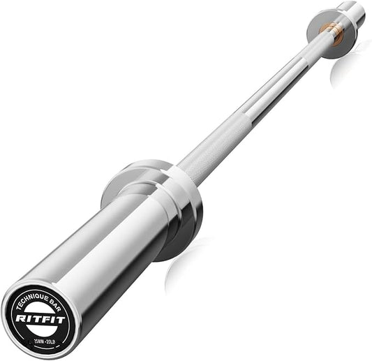 RITFIT Olympic Barbell 4ft/4.8ft/6ft - 2 Inch Weight Bar for Strength Training, Weightlifting, Squat, Deadlift, Bench Press, Curl, Overhead Press - 350lbs/500lbs Capacity