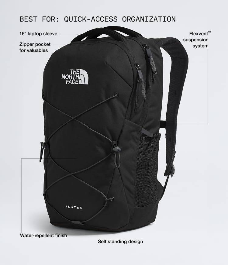 The North Face Jester Everyday Laptop Backpack, TNF Black-NPF, One Size
