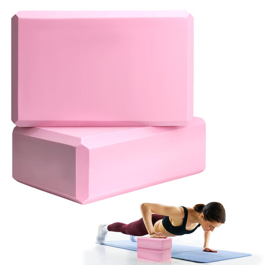 Septo 2 Pcs Yoga Blocks, 9x6x3 Inch Pink Foam Blocks for Pilates