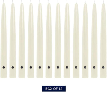 Colonial Candle Unscented Taper Candle, Handipt Collection, Ivory, 10 In, Pack of 12 - Up to 8 Hours Burn