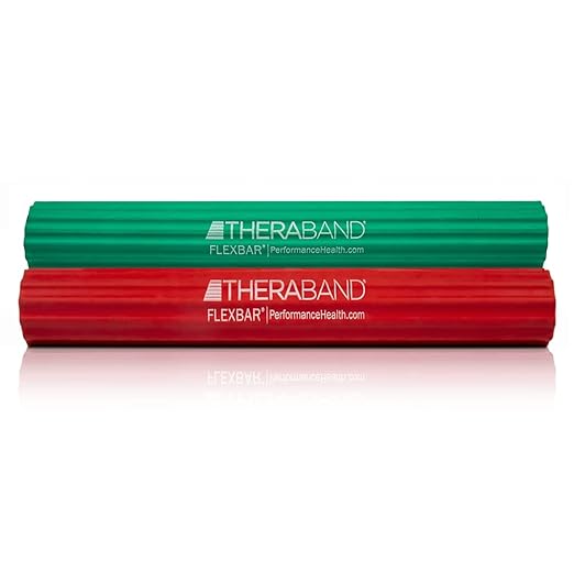 THERABAND FlexBar, 2 Pack, Red, Green, Therapy Twist Bar, Hand & Wrist Strength, Tennis & Golfer's Elbow, Tendonitis, Rehab Tool for Resistance Based Exercise, Grip Training and Pain Relief