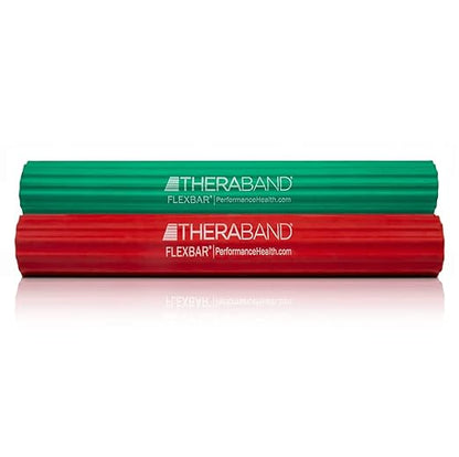 THERABAND FlexBar, 2 Pack, Red, Green, Therapy Twist Bar, Hand & Wrist Strength, Tennis & Golfer's Elbow, Tendonitis, Rehab Tool for Resistance Based Exercise, Grip Training and Pain Relief