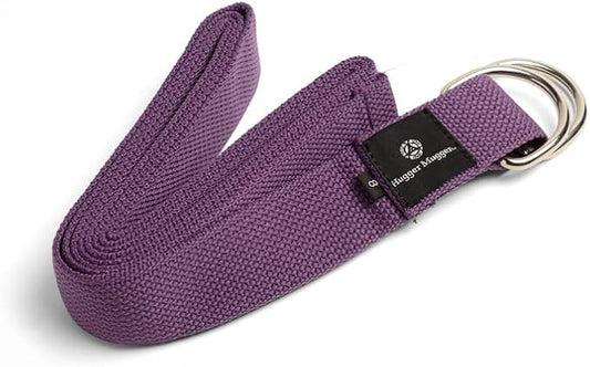 Hugger Mugger D-Ring Cotton Yoga Strap - Super Strong Cotton, Metal D-Ring Buckle, Multiple Lengths Available