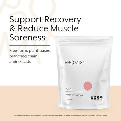 Promix BCAA Post-Workout Energy Powder - 5g Micronized BCAAs, Sugar Free, Plant Based, Vegan, Keto - Raspberry Lemon - 30 Servings (Pack of 1)