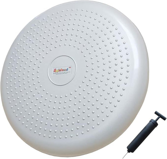 AppleRound Inflated Wobble Cushion with Hand Pump, Air Stability Board (Extra Thick), Core Balance Disc for Adults, Sensory Wiggle Seat for Kids, Flexible Seating for All Age, 13.5in / 34cm Diameter