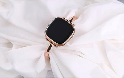 Silm Band Compatible with Fitbit Versa 4/Fitbit Sense 2 Band Cute Women, Bling Jewelry Metal Strap Replacement Compatible for Fitbit Sense/Versa 3 Women (Rose Gold)