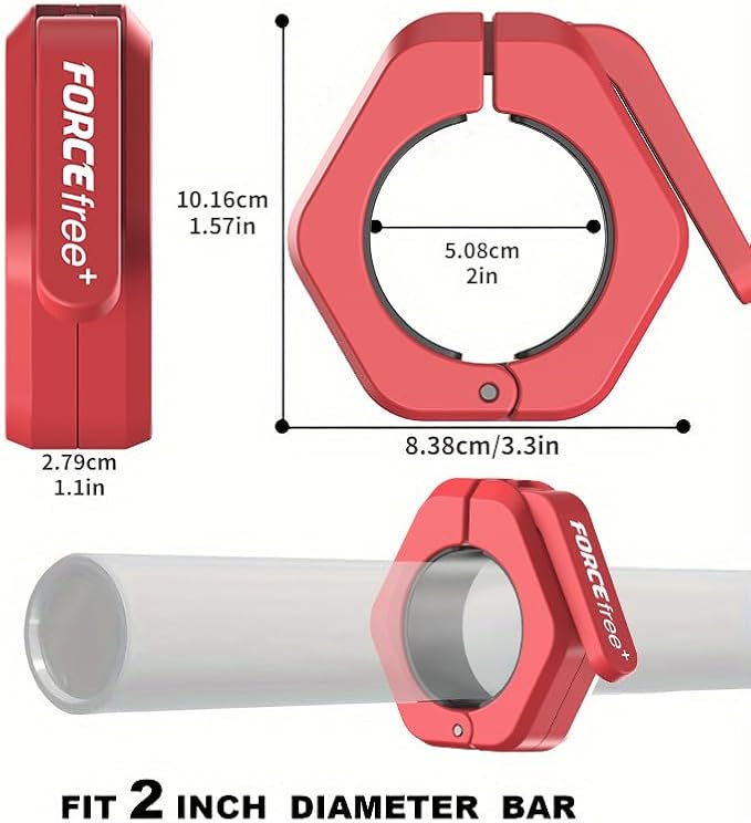 Barbell Clips (Pair), Barbell Clamps, Quick Release Olympic Barbell Clamps with Anti Slip TPR Grip, Barbell Collars for Secure Weightlifting & Powerlifting (Black) (NO MAG, Black)