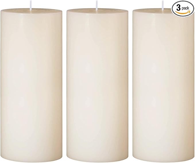 3 Packs 2.8x6 Inch Ivory Pillar Candles, Unscented Dripless Non-Toxic Smokeless Clean Long Lasting Burning Cylinder Candles for Home Dinner Table Decoration Power Outage Emergency