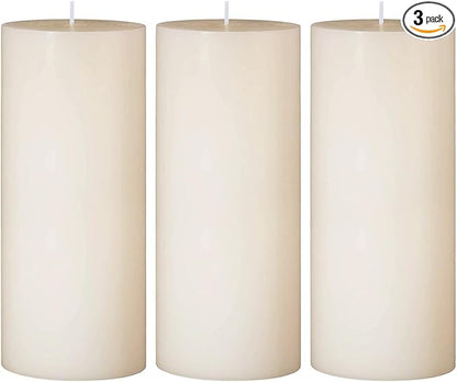 3 Packs 2.8x6 Inch Ivory Pillar Candles, Unscented Dripless Non-Toxic Smokeless Clean Long Lasting Burning Cylinder Candles for Home Dinner Table Decoration Power Outage Emergency