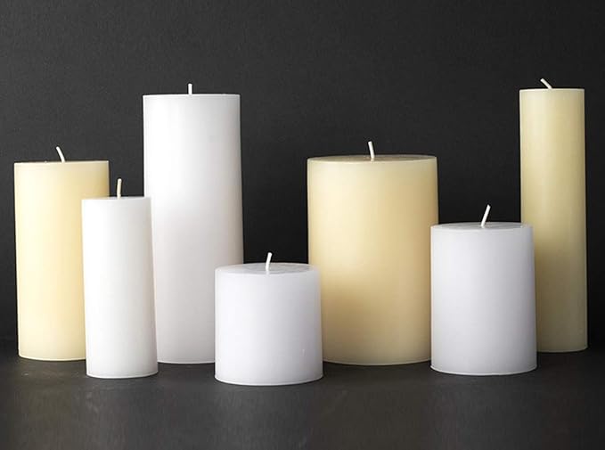 TAG Chapel 3X8 Ivory Pillar Paraffin Wax Candle Unscented Drip-Free Long Burning 115 Hours For Home Decor Wedding Parties 3x8 Ivory