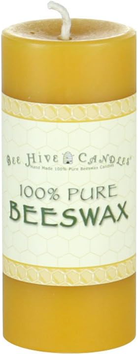 100% Pure Beeswax Pillar Candle (2" x 4") | Natural Beeswax Candles | Soy, Paraffin & Fragrance Free | Handmade in The USA