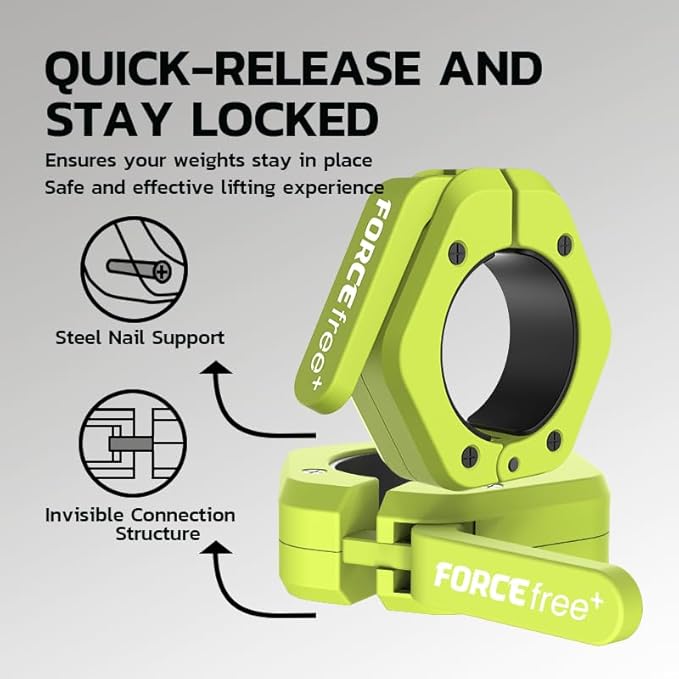 Barbell Clips (Pair), Barbell Clamps, Quick Release Olympic Barbell Clamps with Anti Slip TPR Grip, Barbell Collars for Secure Weightlifting & Powerlifting (Black) (NO MAG, Black)