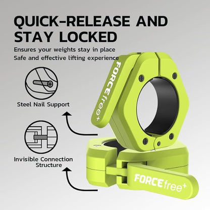 Barbell Clips (Pair), Barbell Clamps, Quick Release Olympic Barbell Clamps with Anti Slip TPR Grip, Barbell Collars for Secure Weightlifting & Powerlifting (Black) (NO MAG, Black)