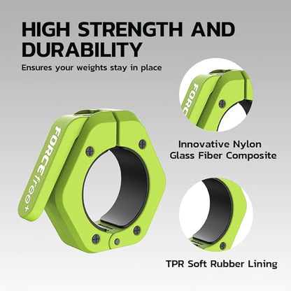 Barbell Clips (Pair), Barbell Clamps, Quick Release Olympic Barbell Clamps with Anti Slip TPR Grip, Barbell Collars for Secure Weightlifting & Powerlifting (Black) (NO MAG, Black)