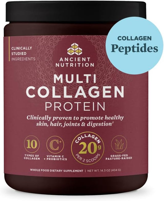 Ancient Nutrition Collagen Peptides Powder, Multi Collagen Protein, Women & Men, Vitamin C