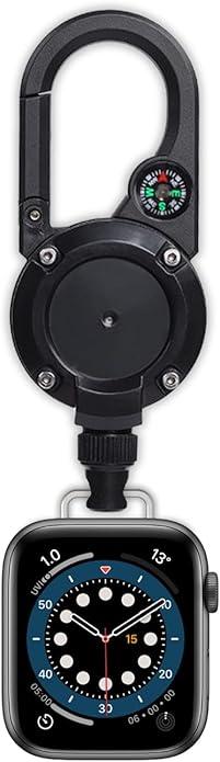 Badge Holder Retractable Clip Compatible with Apple Watch Band Series 10, Ultra 2, SE, 8 7 6 5 4 3 2 1 38mm 40mm 41mm 42mm 44mm 45mm 49mm, Stretchable Badge Reel Clip for iwatch Series 9