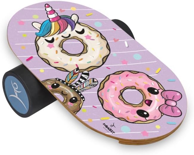 Kids Balance Board with Roller ??Wooden Trainer for Children ??Fun Indoor Core Strength Game ??Improves Balance & Coordination ??Multiple Designs