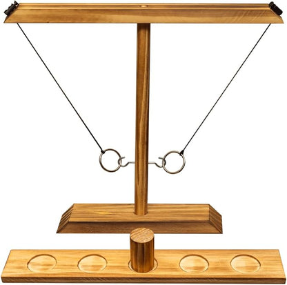 Premium Wooden Swing Ring Hook Game Set with Shot Glasses – Indoor/Outdoor Fun for Adults, Kids, and Family Parties