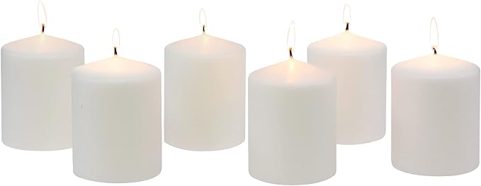 Stonebriar Unscented White Tall Pillar Candles, 35 Hour Burning Candle Pillars, Perfect for Decor, Weddings, Emergencies 3" X 4", 6 count