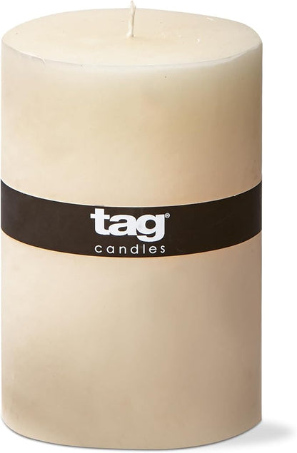 tag Chapel 4X6 Ivory Pillar Paraffin Wax Candle Unscented Drip-Free Long Burning 130 Hours for Home Decor Wedding Parties 4x6 Ivory