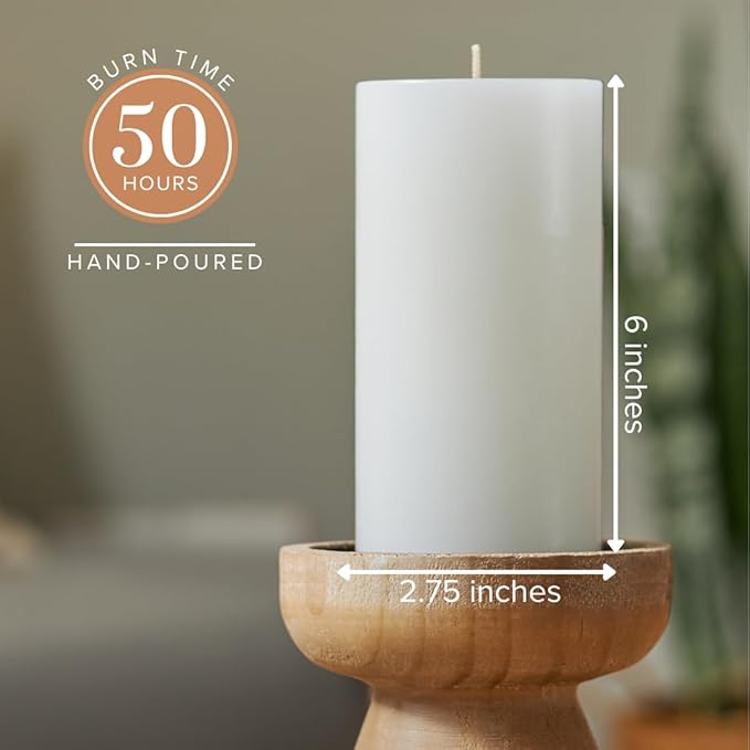 Simply Soson 3x6 inch White Pillar Candles Set of 3, Smooth Texture, Unscented White Candles, Dripless Candles, 3 inch Pillar Candles Ideal as Wedding, Parties, Spas, Dinner, Home Decoration, Church
