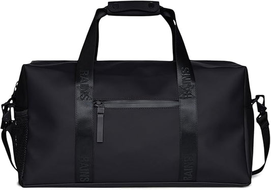 RAINS Trail Gym Bag - Black Waterproof Sports Duffel Bag for Men and Women with Shoulder Strap