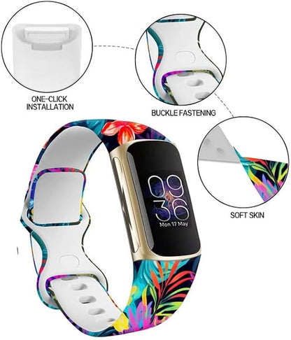 Sport Bands Compatible with Charge 6 /Charge 5 for Women Men,Soft Waterproof Replacement Straps Wristbands for Charge Advanced Fitness Tracker