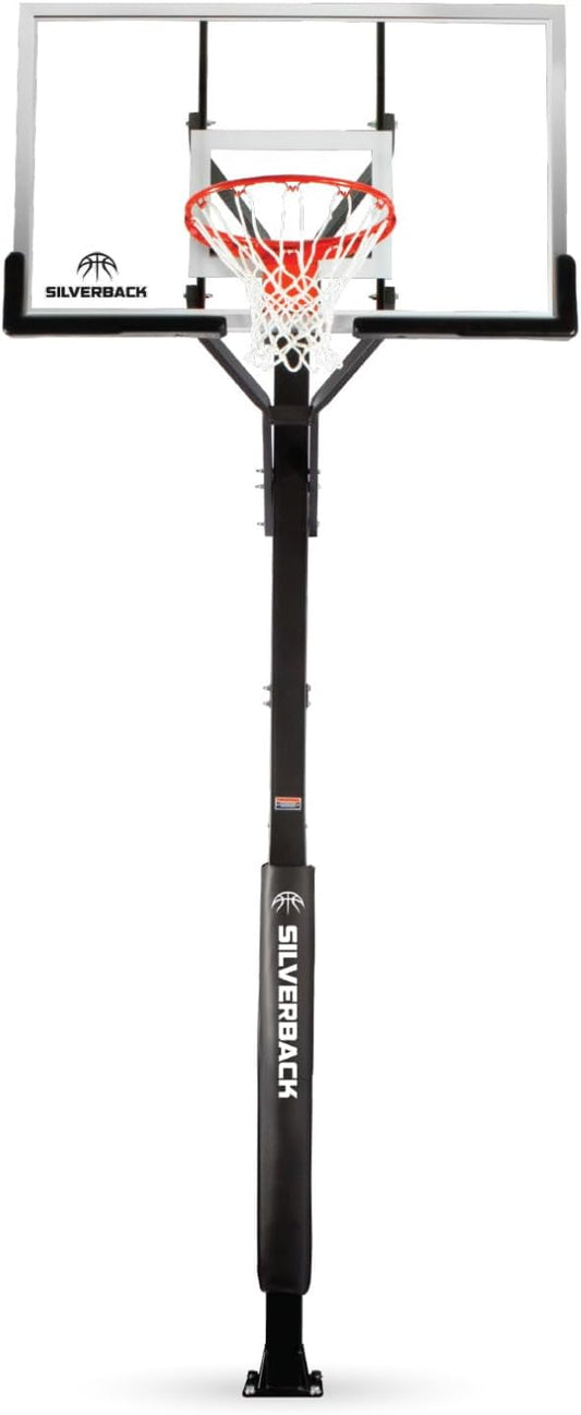Silverback In-Ground Basketball Hoops, Adjustable Height Tempered Glass Backboard and Pro-Style
