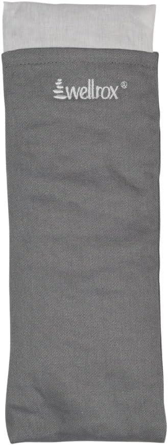 Weighted Eye Pillow - Flaxseeds & Lavender Eye Pillow Weighted for Restorative Yoga, Meditation & Stress Relief | Microwave Heating Pad & Cool Compress for Sinus Relief (Grey, Unscented)