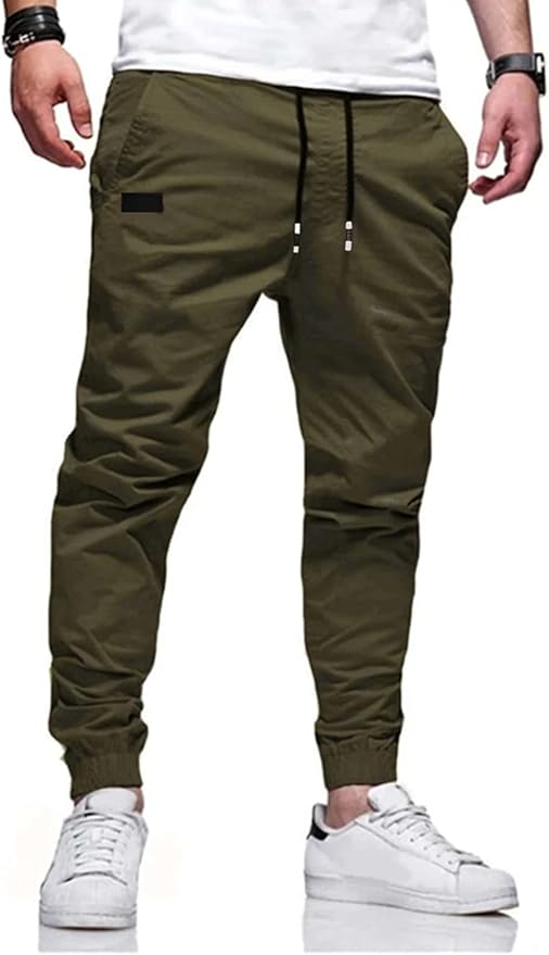 Men Joggers Chino Cargo Pants Hiking Outdoor Recreation Pants Twill Fitness Track Jogging Pants