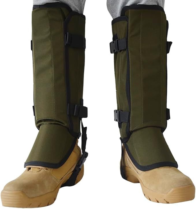 Snake Proof Leg Gaiters, Waterproof 1000D Oxford, Military Green Camo, Adjustable Buckle Design