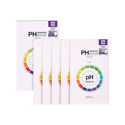SAM?™U PH Sensitive Vital Fit Face Mask ??Firming & Barrier Repair Creamy Sheet Mask with 12 Peptides and Collagen, Travel-Friendly Korean Skincare (5 Sheets)