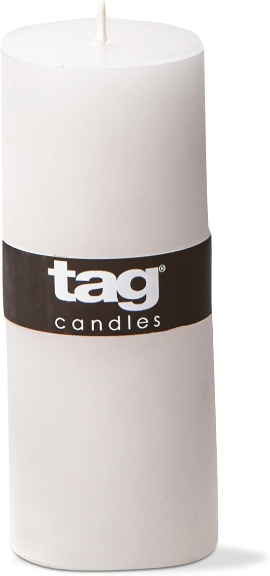 TAG Chapel 2X5 White Pillar Paraffin Wax Candle Unscented Drip-Free Long Burning 32 Hours for Home Decor Wedding Parties 2x5 White